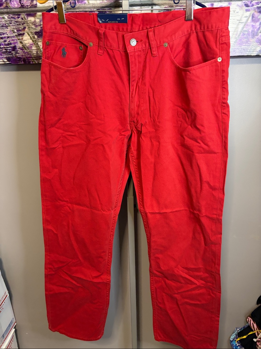 Men’s Polo Ralph Lauren Red Denim Pants NWT Size 36x30